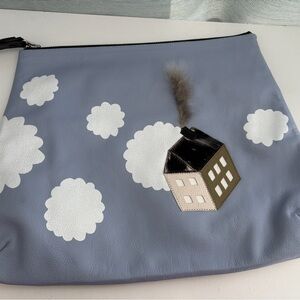 Min & Mon flying house clutch clouds leather New York designer purse bag